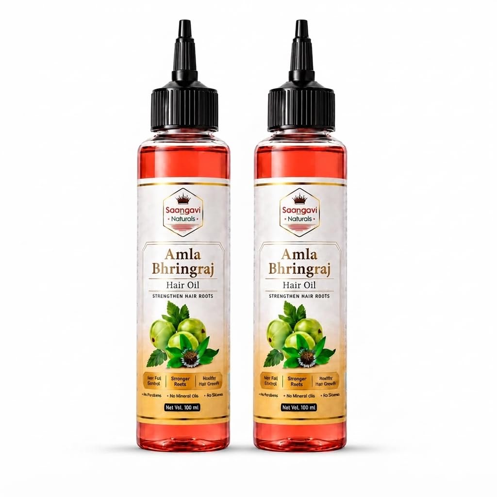 Amla Bhringraj Hair Oil, 100ml (Pack Of 2) | Strengthens Hair Roots, Hair Fall Control, No Mineral Oils, Nourishing Formula, Applicator Tip Bottle-image-25