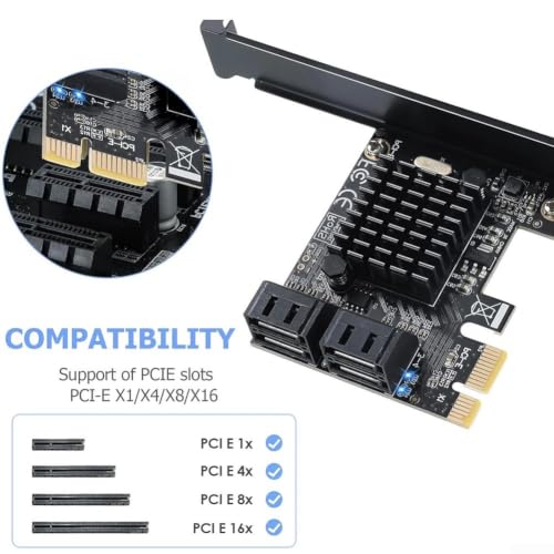 Tarjeta controladora SATA pcie Marvell de 4 puertos 6Gbps RAID para disco duro SSD de PC 5