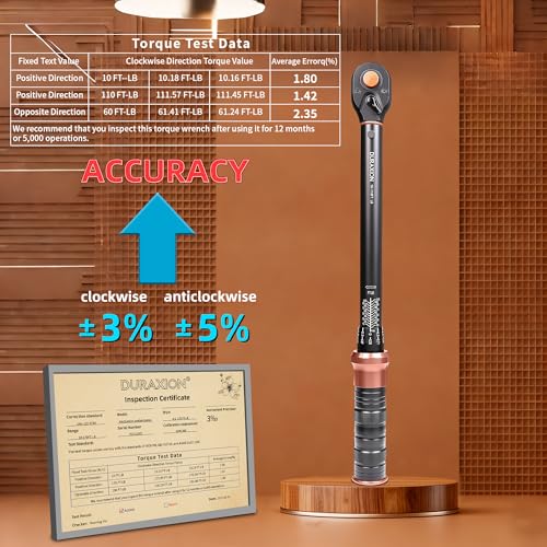 Image of Torque Wrench 3 /8-Inch Drive Dual Range Scales 10-110 Ft-Lb /13.56-149.14Nm | ±3% Precision, 72 tooth Dual-direction Torque Wrenches for Bike, Motorcycle and Car Repair