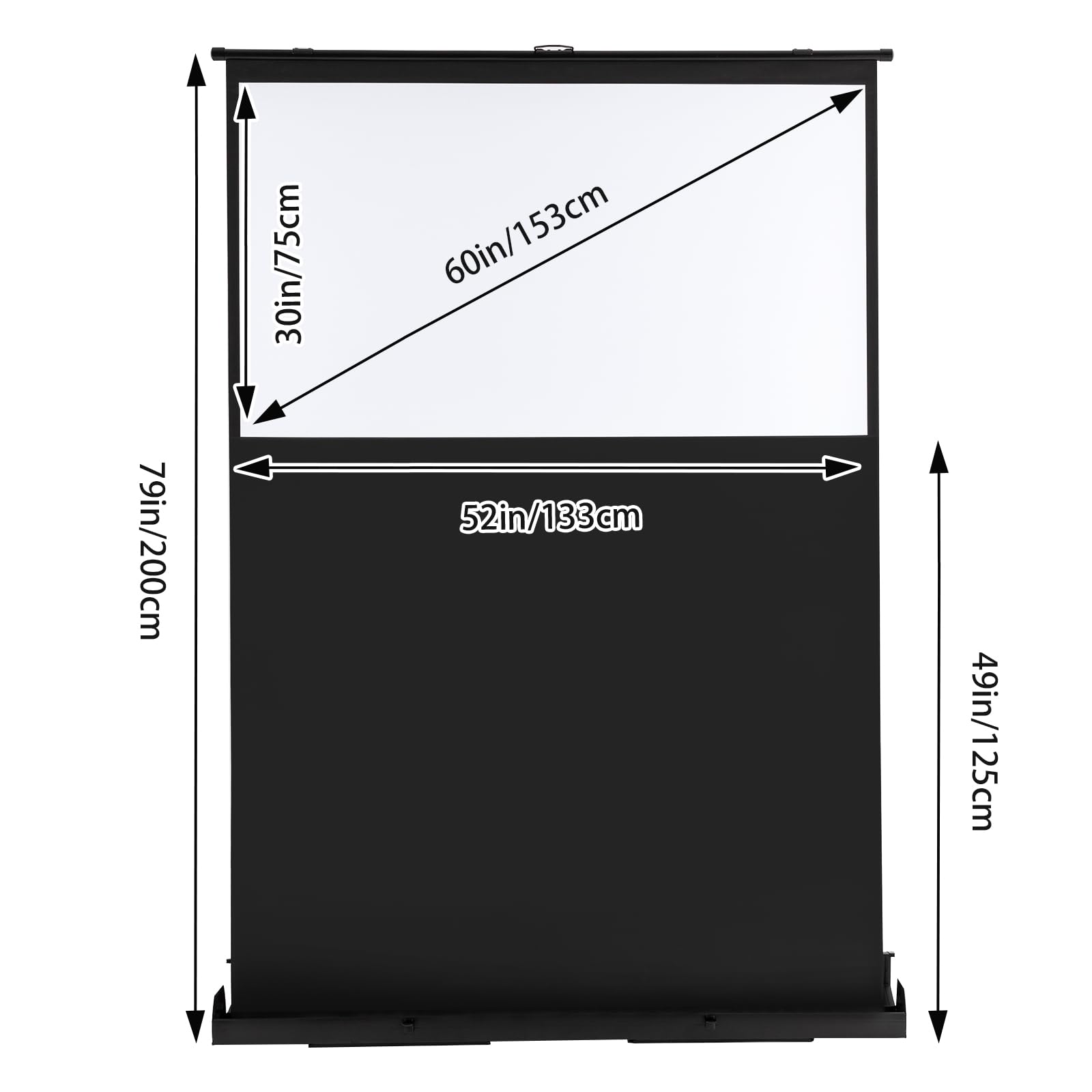 Tela estraibile, su tela, per home theater, 4K, Full HD, 3D, Gain 1.2, per ufficio, presentazioni, scuole (60 in 16:9)