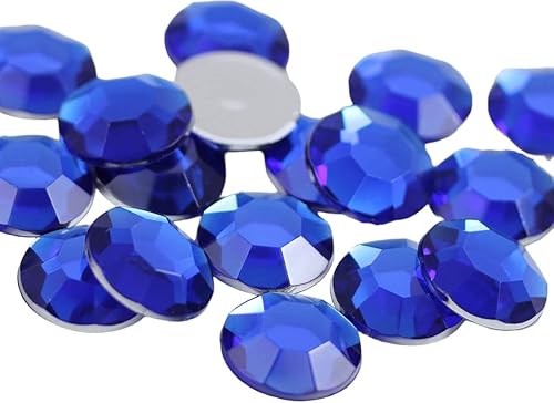 Allstarco Zafiro azul H104 de 0.591 in, diamantes de imitación acrílicos con parte trasera plana, gemas de plástico, adornos de joyería,