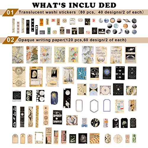 Draupnir 200Pcs Vintage Scrapbooking Stickers Paper Pack - Image 2