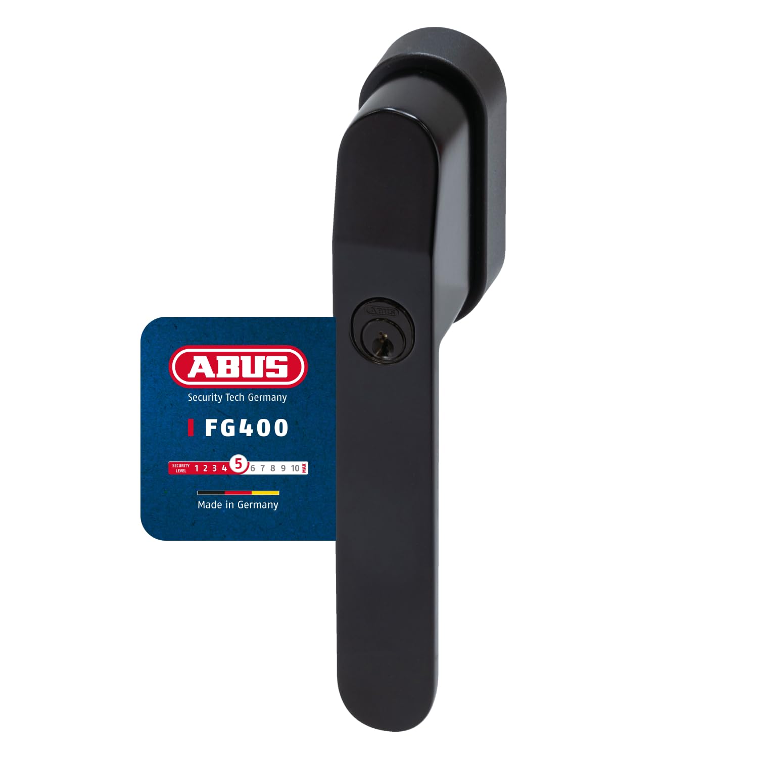 ABUS Abschließbarer Fenstergriff FG400 – mit Druckzylinder und Schlüssel – Kindersicherung und Einbruchschutz – universell passend – gleichschließend AL0145 – Sicherheitslevel 5 – Schwarz