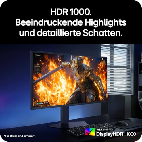 LG Ultragear™ evo 27GM950B-B 27 Zoll 5K IPS Hyper Mini LED Gaming-Monitor, 165Hz/330Hz, AI Upscaling, DisplayHDR 1000, AMD FreeSync Premium, 1x USB-C (90W), 2X HDMI 2.1, 1x DisplayPort 2.1, Schwarz