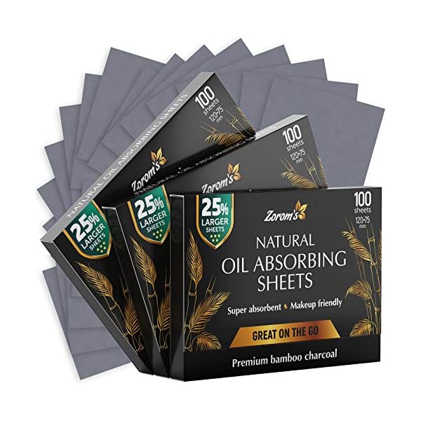 Natural-Blotting-Paper-for-Oily-Skin-with-Bamboo-Charcoal-25-Larger-3pk300-Oil-Blotting-Sheets-for-Face-Makeup-Friendly-Easy-To-Grab-One Natural Oil Blotting Sheets for Face with Bamboo Charcoal - 25% Larger - 3pk/300 Makeup Friendly Blotting Papers for Face - Easy Dispensing Oil Absorbing Sheets for Face
