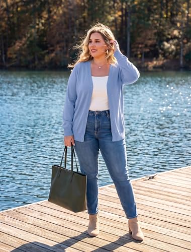 Image of TIANZHU Plus Size Cardigan for Women Button Open Front Long Sleeve V Neck Comfy Lightweight Sweaters XL-4XL