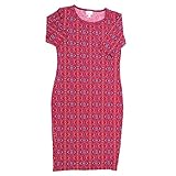 Lularoe Julia b X-Small (XS) 70s Trippy Stripe Pink Red White Blue Form Fitting Knee Length Dress fits Womens Sizes 2-4 XS-214