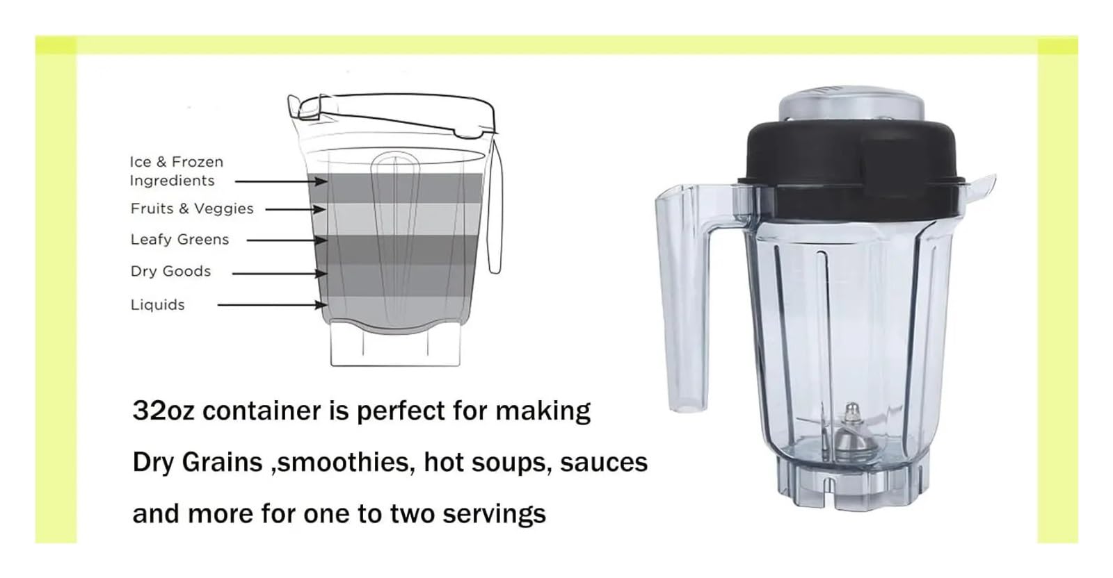 Contenitore for robot da cucina da 32 once, compatibile con Vitamix