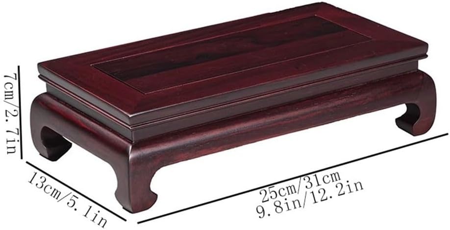 JUNCHENG1008 盆栽ディスプレイテーブルマホガニー彫刻工芸装飾品、長方形花瓶盆栽ストンベースブラケットポットスタンド(大)