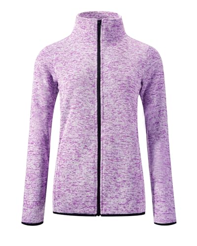 Image of Dolcevida Women's Long Sleeve Sweater Fleece Zip Up Speckled Jacket with Pockets