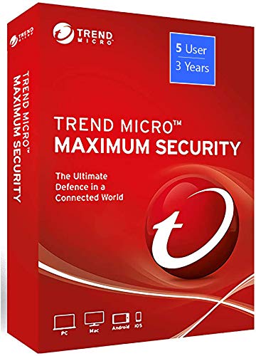 Trend Micro Maximum Security : Latest Ver. - Global Activation (Windows/Mac/Android/iOS) - 5 User, 3 Year (e-mail Delivery in 24 Hours - No CD)