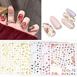 Sucodver ネイルシール 和風 和柄 正月 桜 花びら 花火 ネイル用シール 着物 成人式 浴衣 和装 レトロ 立体 6枚セット