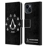 Head Case Designs Officially Licensed Assassin's Creed Crests Legacy Logo Leather Wallet Case Compatible with Apple iPhone 15