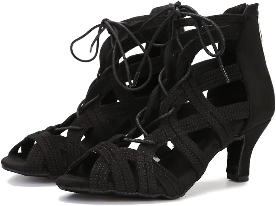 Womens Ballroom Dance Boots Salsa Latin Social Beginner Practice Dancing Shoes 2 1/2 inches Heels S22 - Image 6