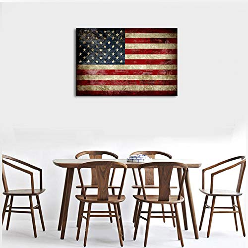 Image of Pyradecor Large Old Vintage American Flag Canvas Prints Wall Art Pictures Paintings for Living Room Office Home Decorations Modern Abstract Landscape Artwork 24 inch x 36 inch