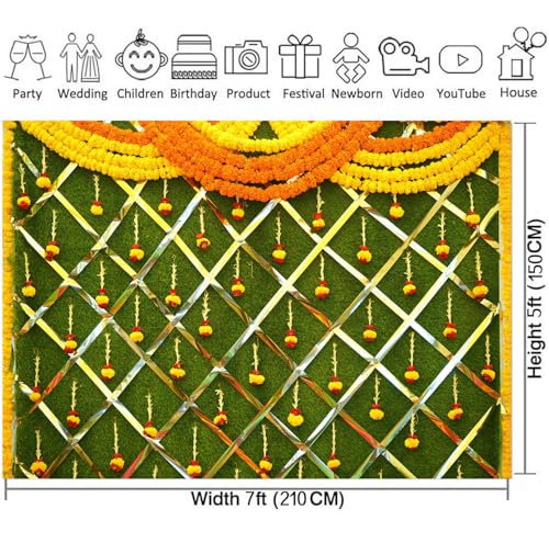 Image of 7x5ft Indian Wedding Photography Backdrop, Pooja Ceremony Photo Backgrounds Traditional Hindu Festival Banner, Puja, Party Decorations