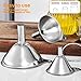 Kitchen Funnels for Filling Bottles, YGDZ 3pcs Small/Medium/Large Food Grade Stainless Steel Metal Kitchen Funnels Set for Essential Oil Spices Liquid, 2pcs Cleaning Brushes
