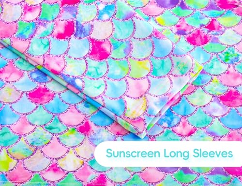 Image of Girls Swimsuit Long Sleeve Rush Guard Bathing Suit Swimwear with Bikini Bottom Sun Protection