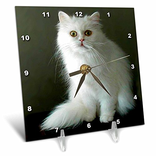 3dRose LLC White Persian Desk Clock, 6 by 6-Inch