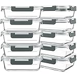 KOMUEE 10 Packs 30 oz Glass Meal Prep Containers,Glass Food Storage Containers with Lids,Airtight Lunch Bento Boxes,Microwave,Freezer and Dishwasher,Gray