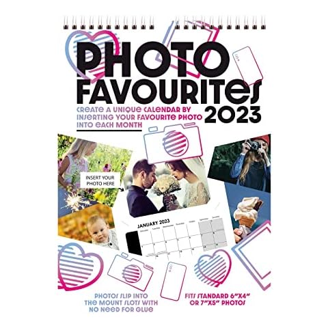 DESIGN GROUP 2023 Insert Your Own Photos A4 Spiral Bound Wall Hanging Calendar Photo Favourites Cover