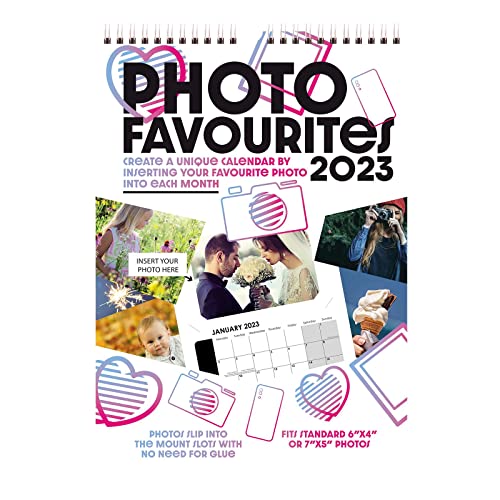 DESIGN GROUP 2026 Insert Your Own Photos A4 Spiral Bound Wall Hanging Calendar Photo Favourites