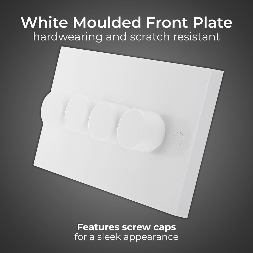 BG Electrical Intelligent Quadruple Wall Dimmer Switch, 2 Way, Square Edge, Nexus 900 Series, White Moulded 200W, 984 - Image 2