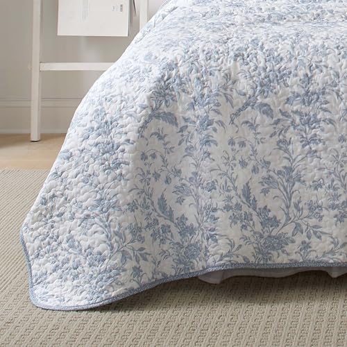 Laura Ashley Home - King Size Quilt Set, Cotton Reversible Bedding, Lightweight Home Decor for All Seasons (Spa Blue, King) - Image 4