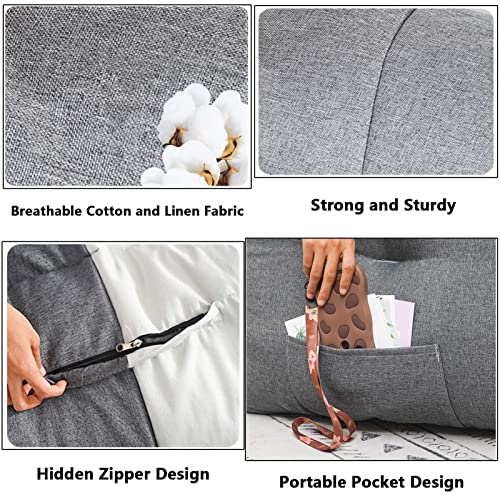 OIJT 2in1Sitzsack Bodenkissen, Gefüllt Aufbewahrung Sitzsack Stuhlbezug Weich Baumwolle und Leinen für Organisation… – Bild 6