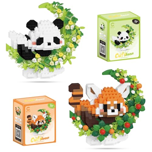VEQENIFY Mini Bausteine Panda,Panda Bausteine Set,Klemmbausteine TiereSet,...