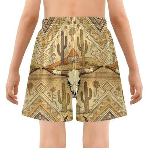 Maillot de bain garçon beige à motifs pour de joyeux moments de plage en 4T