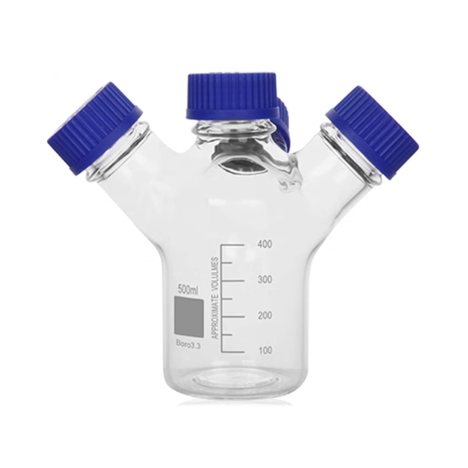 500ml Lab HPLC Purging Storage Bottle 4-Neck Glass Chromarography Mobile Phase liquid Reactor Four Necks GL45 Lid