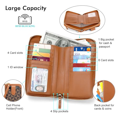 Image of Peacocktion RFID Crossbody Wallet Purse for Women Small Travel Cell Phone Purses Trendy Vegan Leather Bags with Card Slots