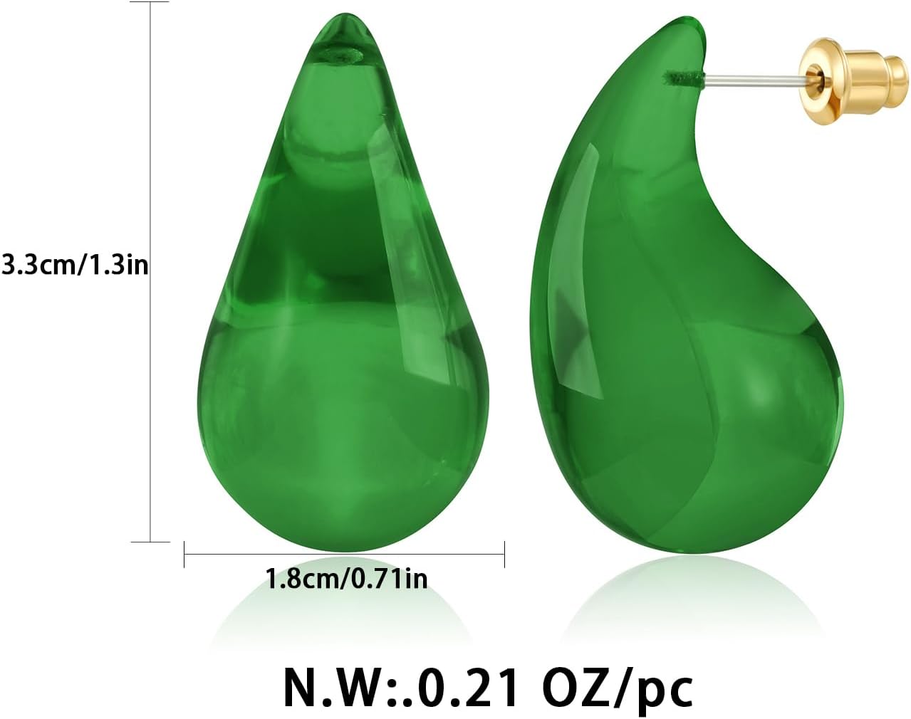 Waterdrop Teardrop Earrings - Chunky, Four Color Dupes Perfect for Holidays - Image 2