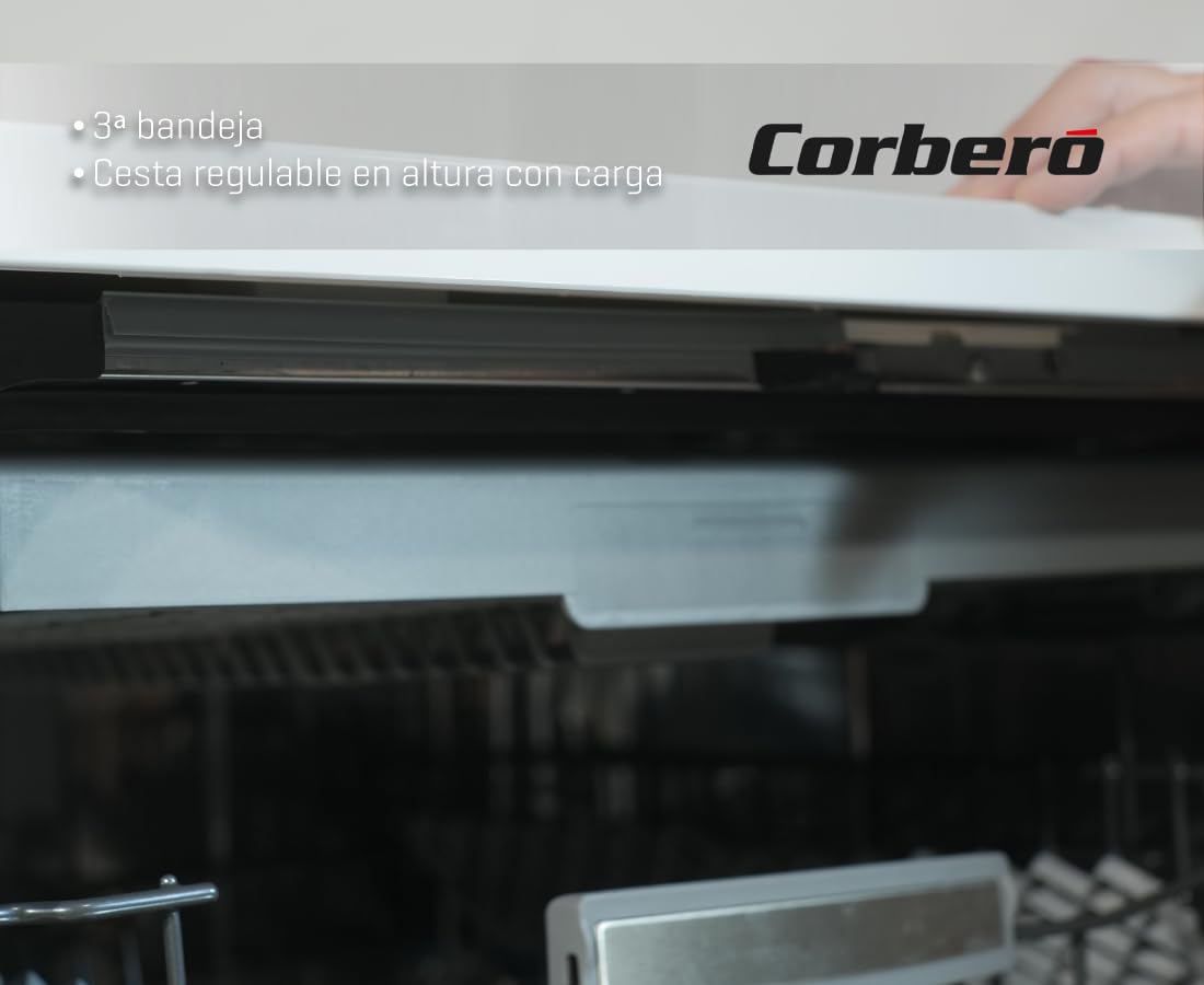 Corberó - Lavavajillas Gama Excellence | CLVV8622INVW | 15 Servicios | 8 Programas | 6 Temperaturas | Display LED | Turbo Fan Drying | Inicio Diferido | Media Carga | Auto Door | Blanco