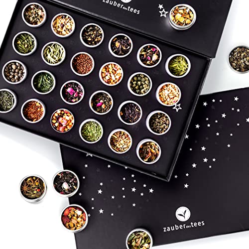 Zauber des Tees | Tee-Adventskalender 2025 | Weihnachtskalender mit 24 besonderen Tees, handgefertigt, in edler Magnet-Geschenkbox | Tee Geschenkset für Teeliebhaber