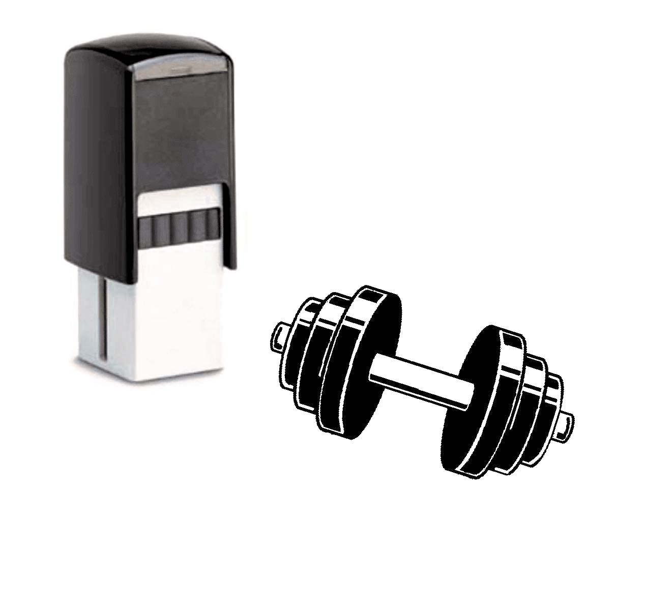 DEKO-LANDO Bonus Card Stamp with Dumbbell Motif - Gym Stamp Including Ink Pad for Bonus Card Discount Card Customer Card 10 x 10 mm, Black (SW16255)