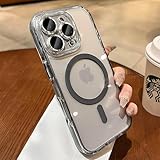 iyite iPhone 15 Pro Max 用 ケース クリア マグネット[MagSafe対応] [黄変防止] TPU ショック吸収 バンパー ドロップ保護 カメラレンズフルカバー 6.7インチ チタングレー