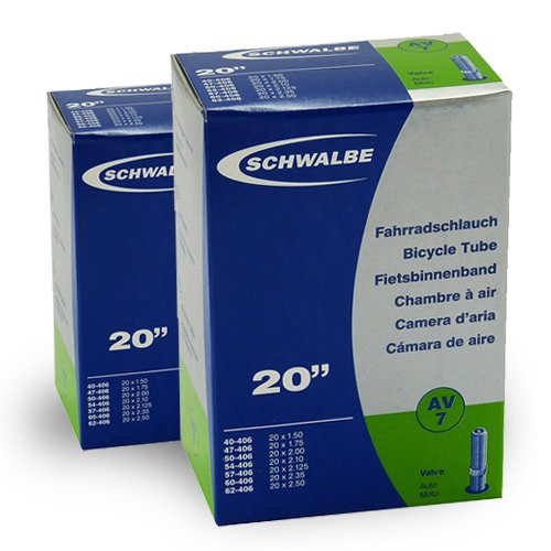 Schwalbe AV7 (20 x 1.75 - 2.50 inches) 2 x bicycle tubes with car valve, for children's bike + 3 x tyre levers