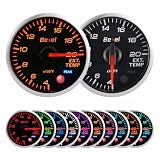 Bezel Exhaust Gas Temperature Gauge Kit(Pyrometer) 400-2000℉ Black Indash Brushless Series 2-1/16'' (52mm) - Include EGT Gauge Probe - Clear Lens - 10 Colors - for car & Truck - JDM - USDM
