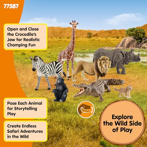 Image of Schleich Wild Life - 7PC African Savannah Animal Toy Bundle - Kids 3+ | 77587