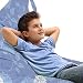 ABAKUHAUS Floral Jouet Sac de Rangement Chaise Lounge, Feuilles Fantaisie pétales, Stockage pour Animal en Peluche à Haute Capacité avec Poignées, Bleu pâle Ceil Bleu