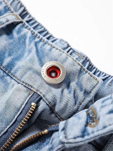 Men's Summer Jeans Thin Soft Denim Pants Loose Straight Casual Trousers Elastic Waist Comfortable Clothing4