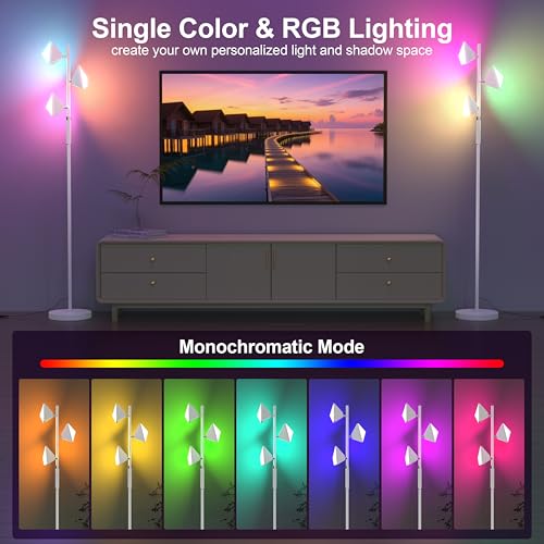 PARTPHONER RGB Tree Floor Lamp for Living Room, Stepless Dimmable Tall Standing Lamp with  - image 5