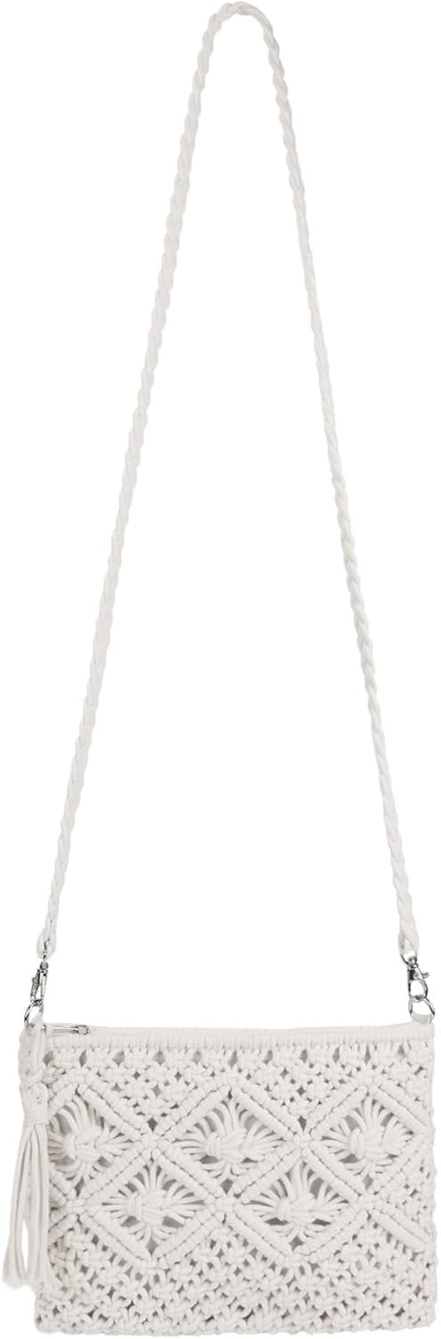 Women crochet shoulder bag handmade woven beach crossbody handbag