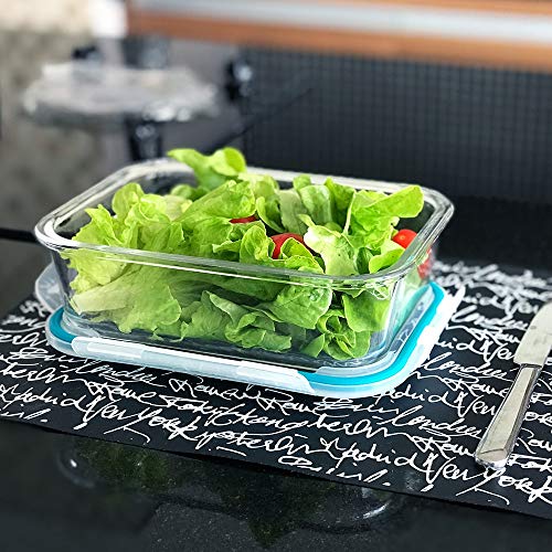 KIT 4 Potes de Vidro Retangular com Tampa Hermética 1520ml Cor:Branco (QH)