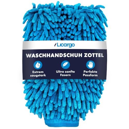 LICARGO Zottel-Waschhandschuh Auto - extrem weiche & saugstarke Mikrofaser - entfernt hartnäckigen Schmutz mühelos - Mikrofaser Auto Waschhandschuh Autoschwamm Außen Zottelhandschuh