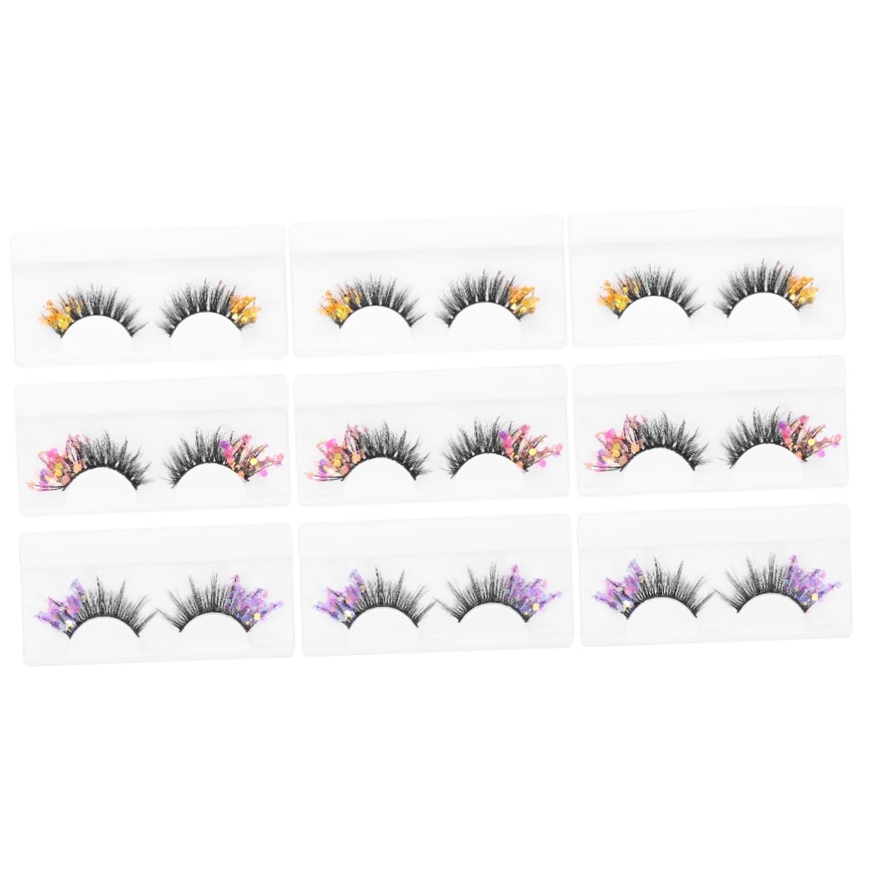 FRCOLOR 3 Set Di Ciglia Finte Con Glitter Accessorio Per Innesto Ciglia Finte Per Donna 3 Paia*3