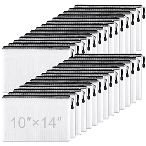 Eoout 28Pcs Mesh Zipper Pouch, 10X14Inches Black Zipper Bags For Organizing Storage, Waterproof Puzzle Bag, Zipper File Bags For Board Games And School Office Supplies #TOP27