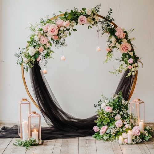 Xiomot Wedding Arch Draping Fabric 1 Panel Black Sheer Backdrop Drapes - image 5
